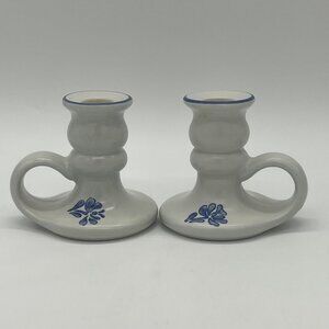 Set of 2 Vintage Pfaltzgraff Yorktowne Candle Holders with Handles